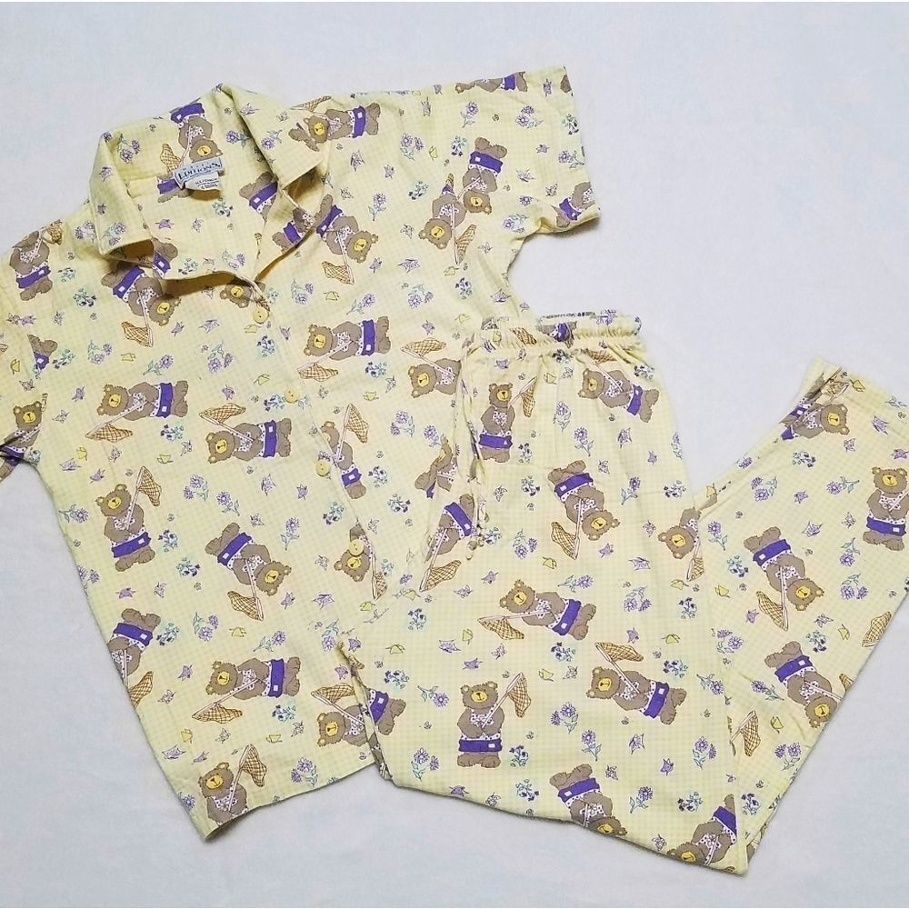Vintage Basic Editions Gingham Teddy Bear Pajamas - image 1